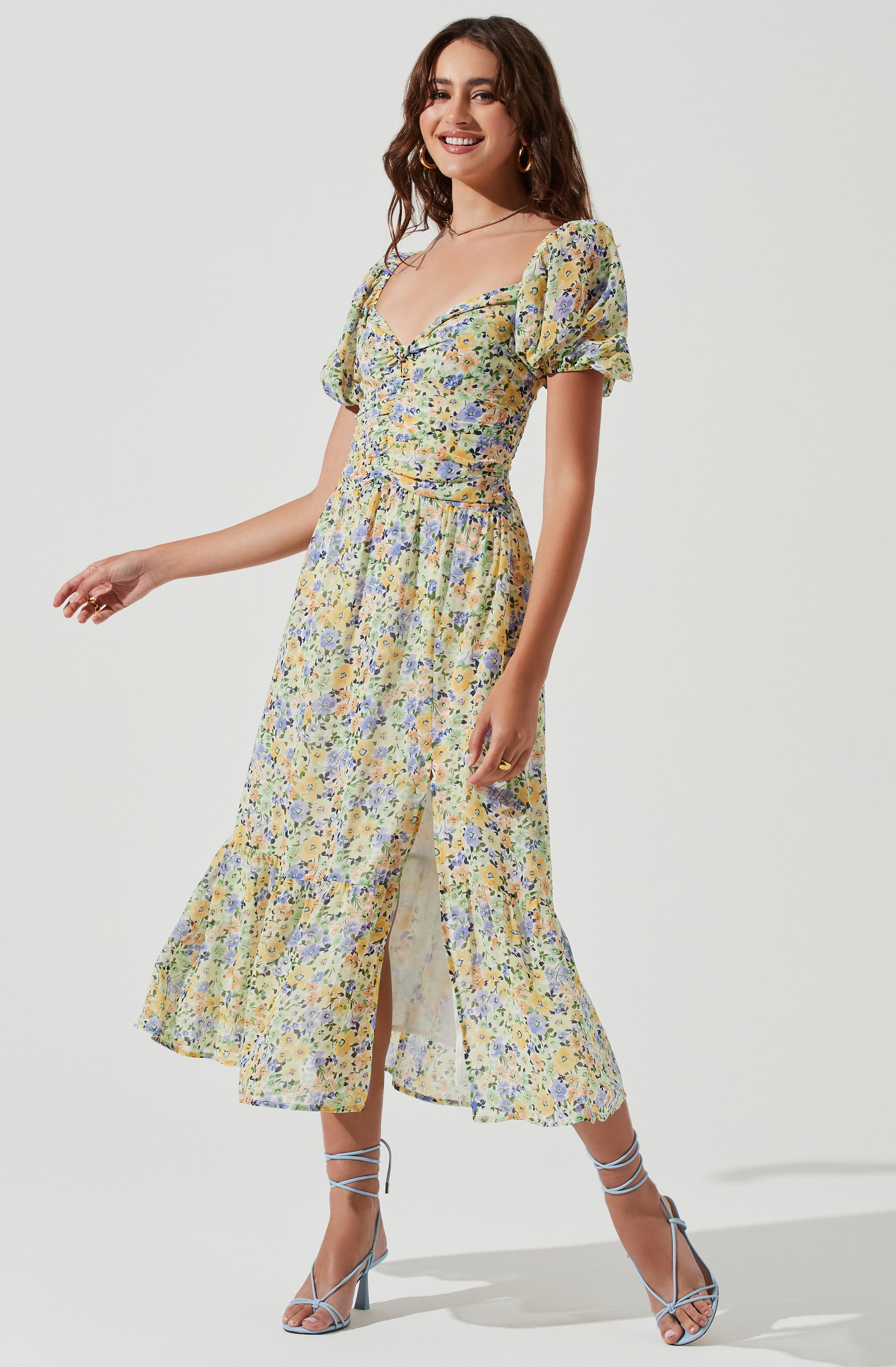 floral midi dress with sleeves